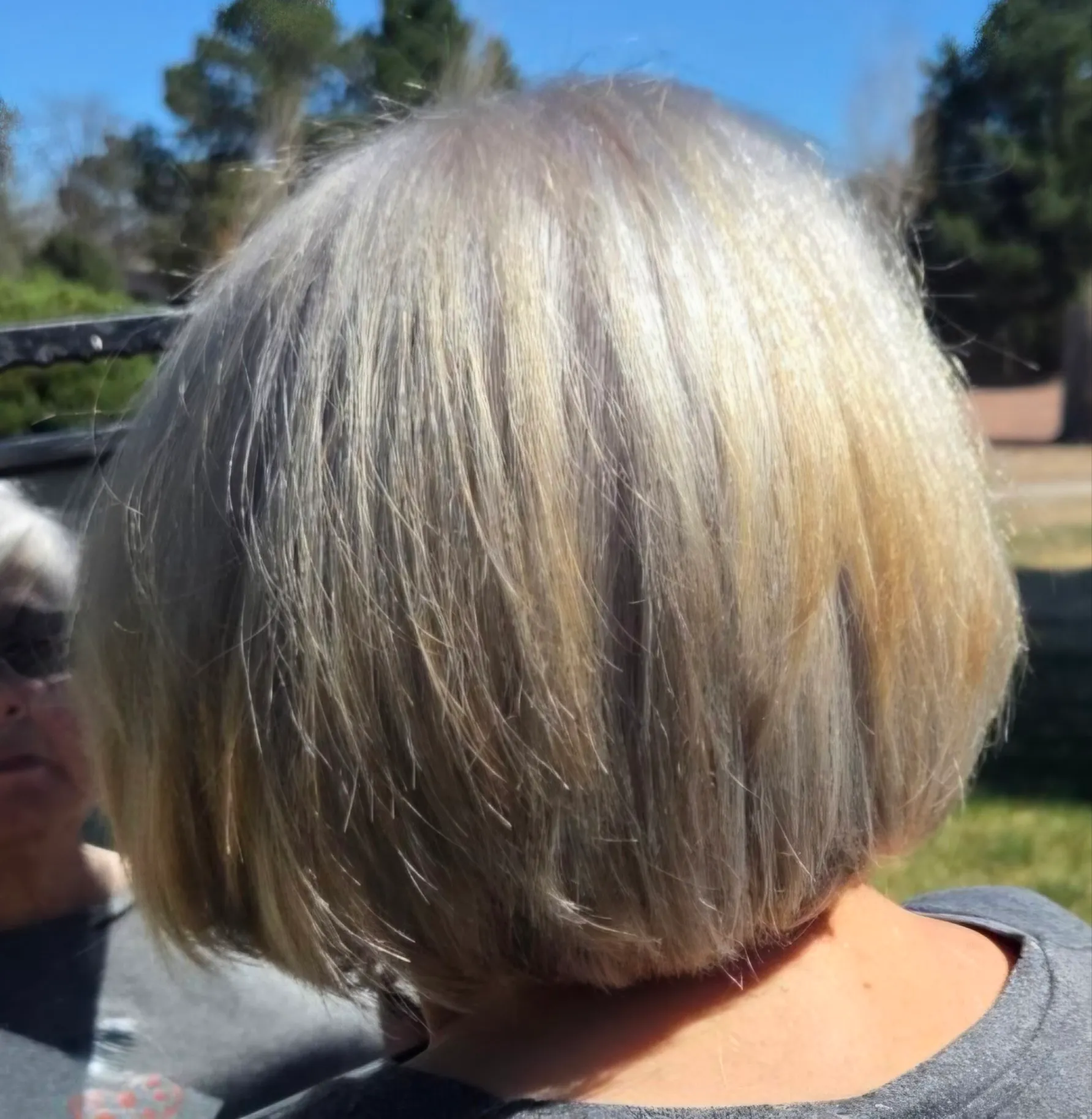 Silver blonde graduated bob