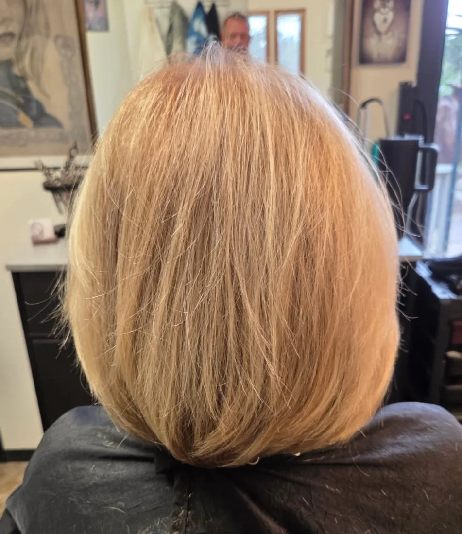 Strawberry blonde rounded bob